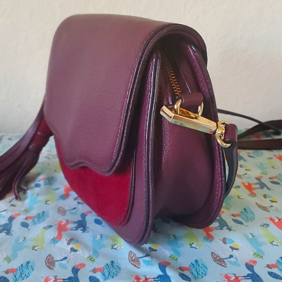 Rebecca Minkoff Sucky Suede/Leather Burgundy Crossbody trending this fall winter - Picture 4 of 5